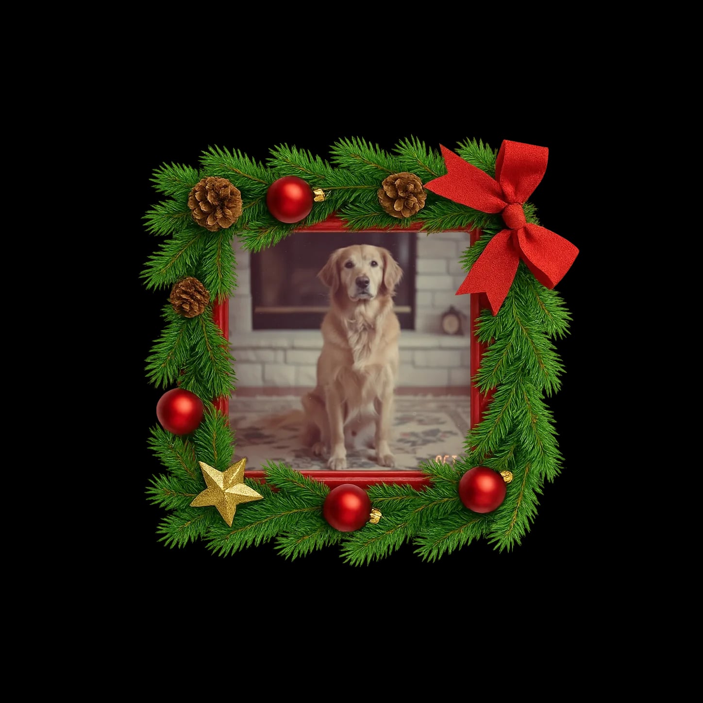 Restored pet photo in decorative frame